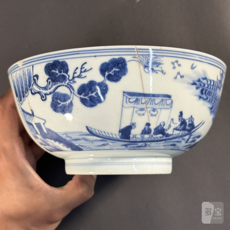 清雍正 青花赤壁赋诗文碗 - 图6